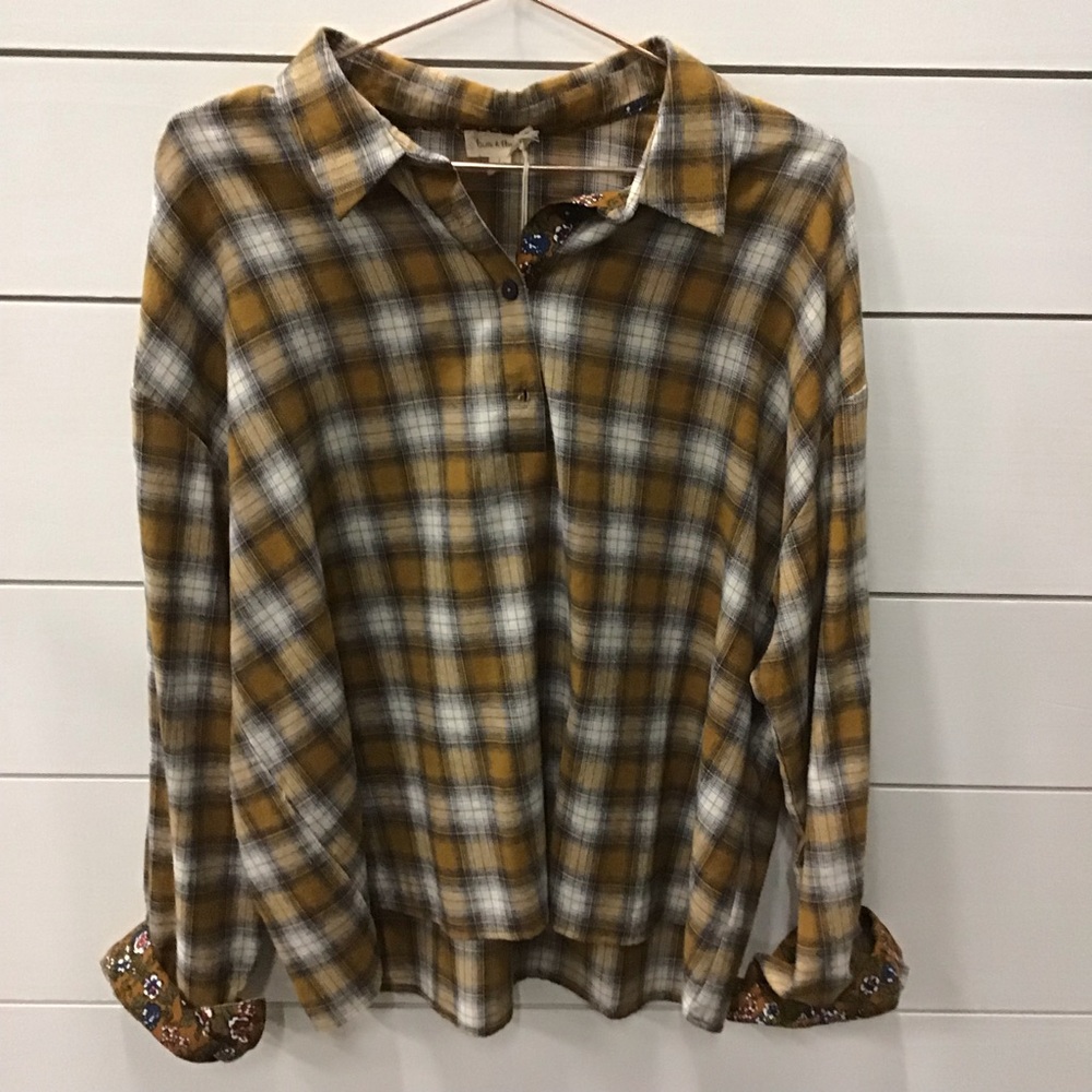 Mustard Plaid Top
